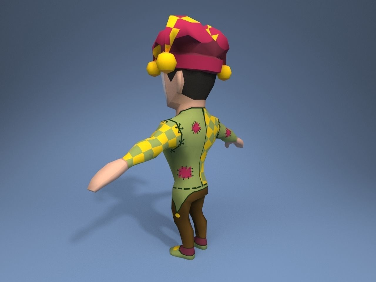 Medieval character jester 01 Low-poly 3D model_4