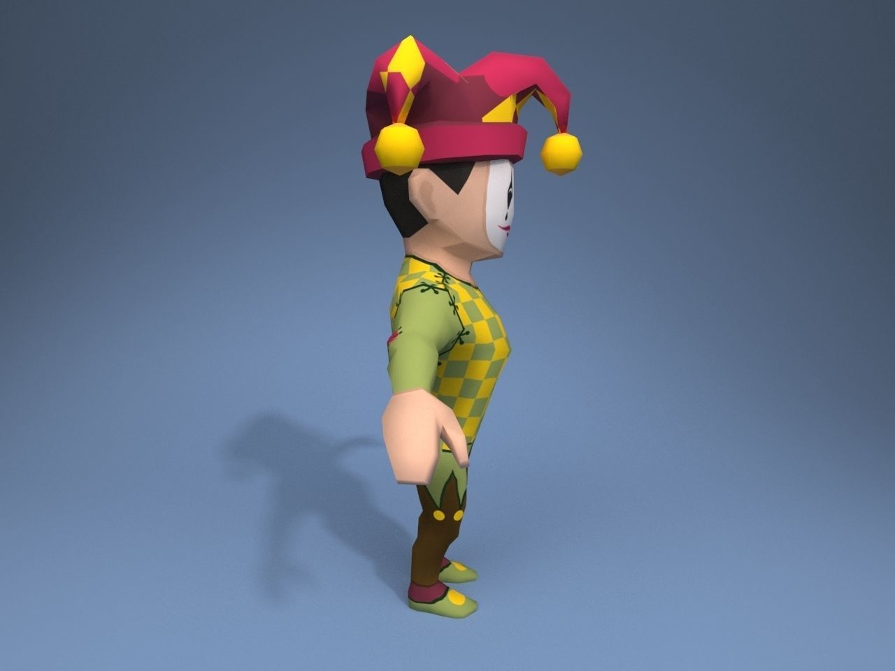 Medieval character jester 01 Low-poly 3D model_7