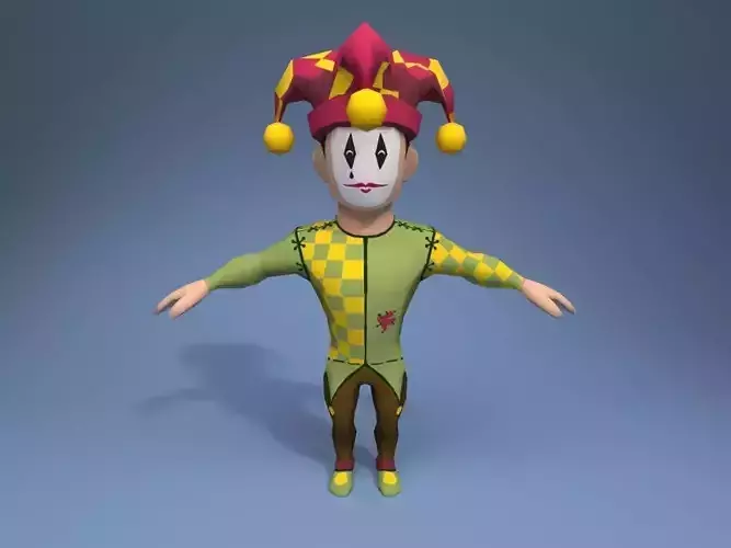 Medieval character jester 01 Low-poly 3D model