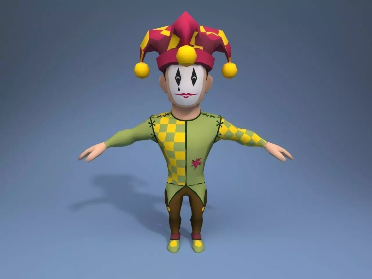 Medieval character jester 01 Low-poly 3D model_0