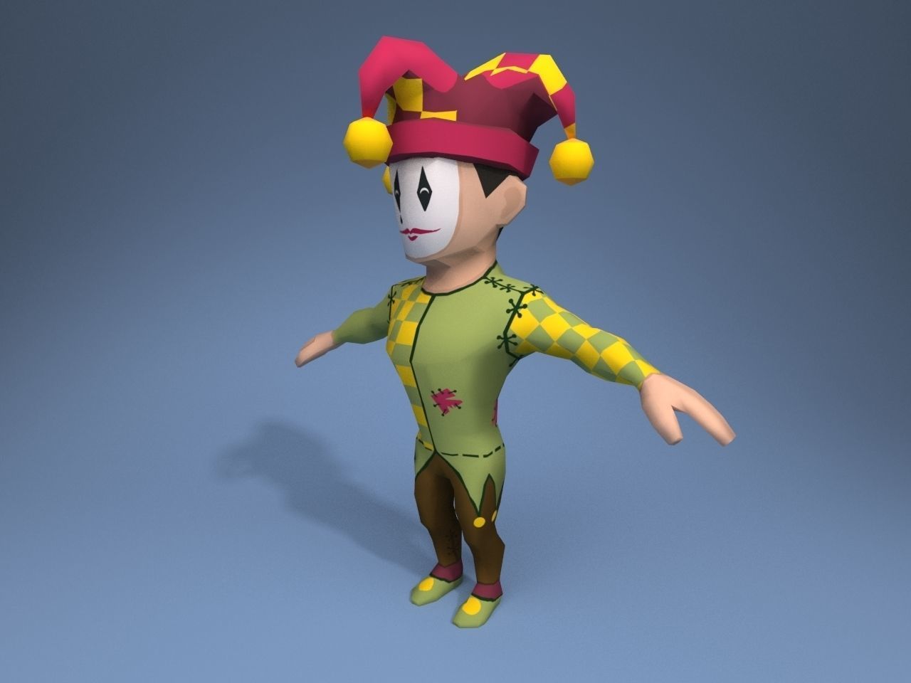 Medieval character jester 01 Low-poly 3D model_2