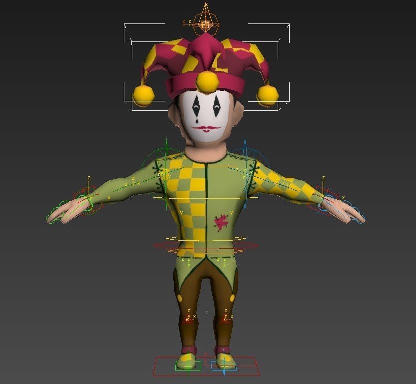 Medieval character jester 01 Low-poly 3D model_15
