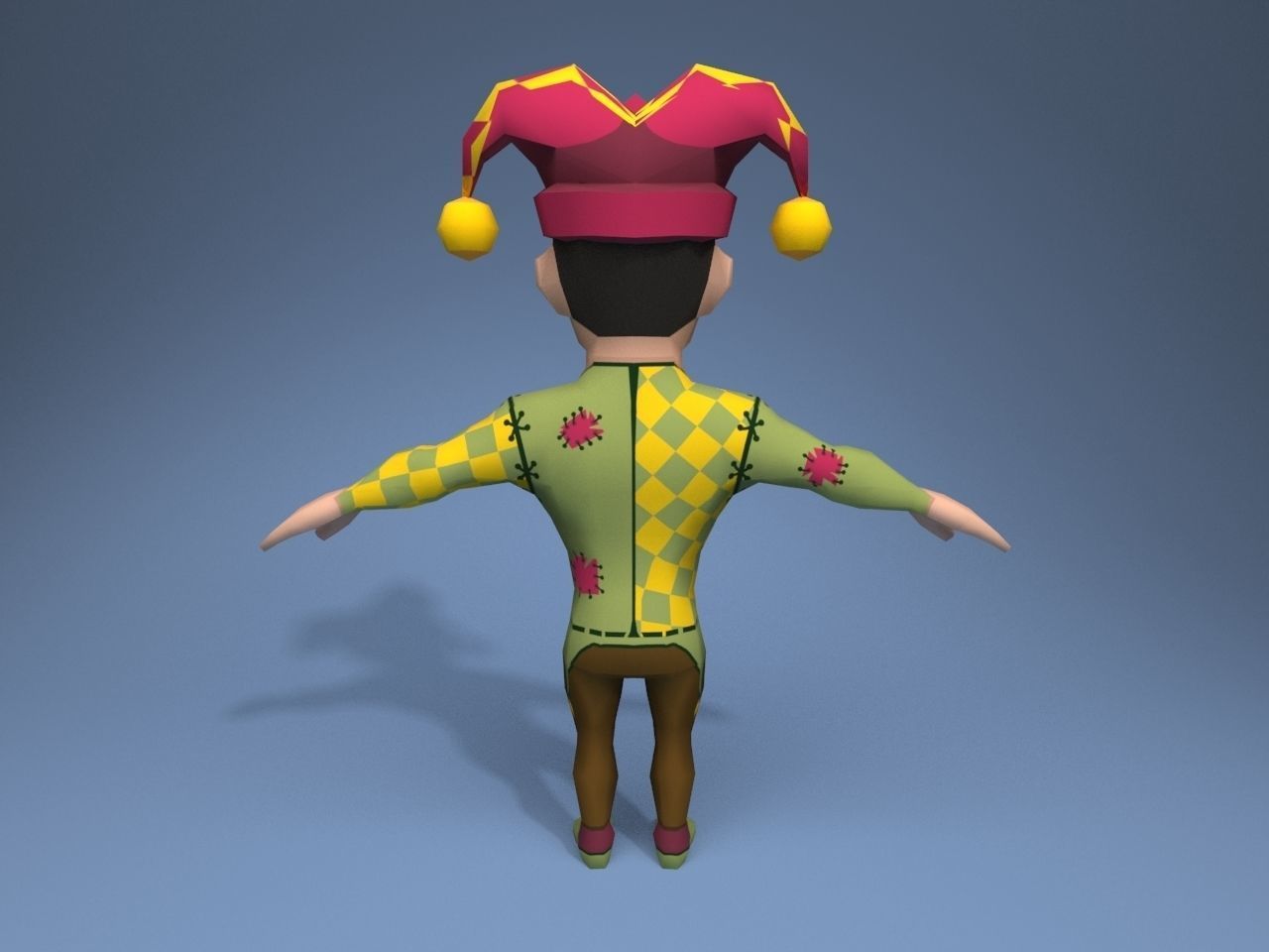 Medieval character jester 01 Low-poly 3D model_5