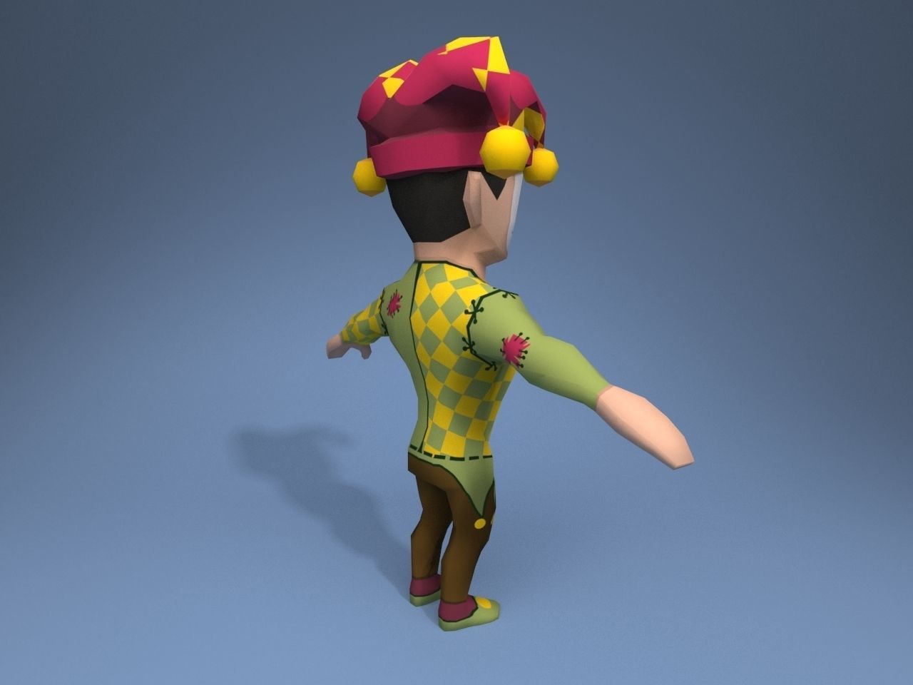 Medieval character jester 01 Low-poly 3D model_6