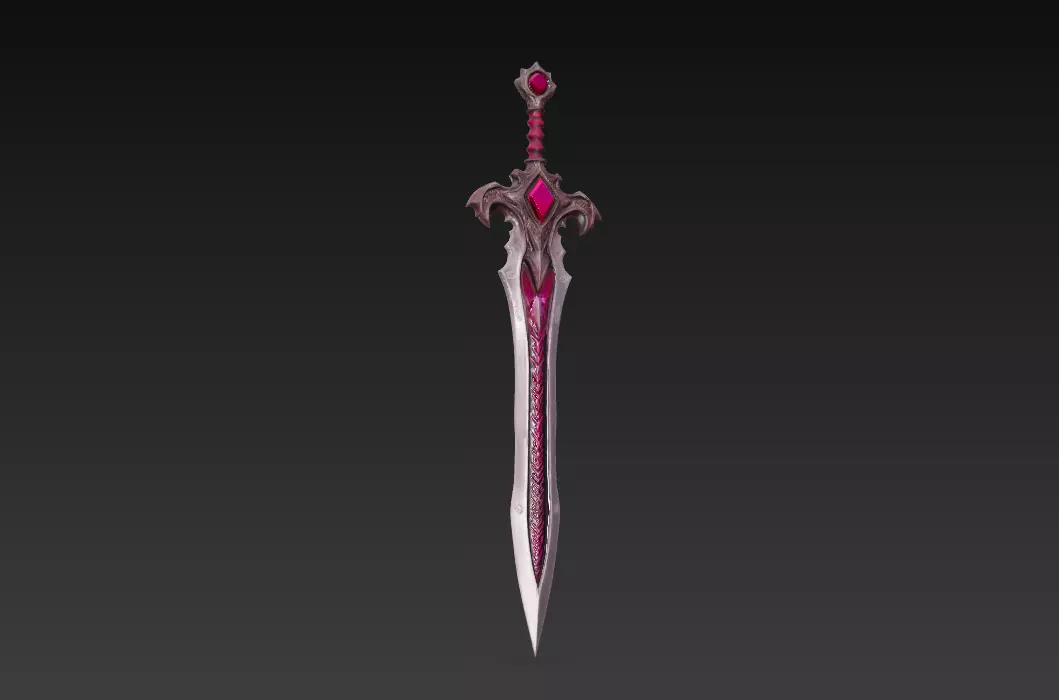 Crimson Wraith Fantasy Sword - Low Poly 3D Weapon Low-poly 3D model_3