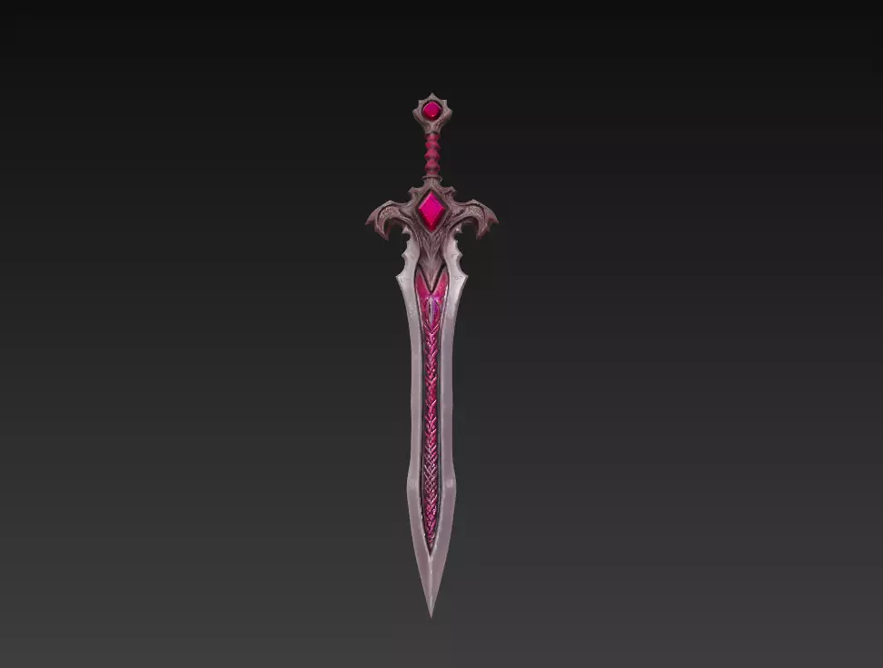 Crimson Wraith Fantasy Sword - Low Poly 3D Weapon Low-poly 3D model_0