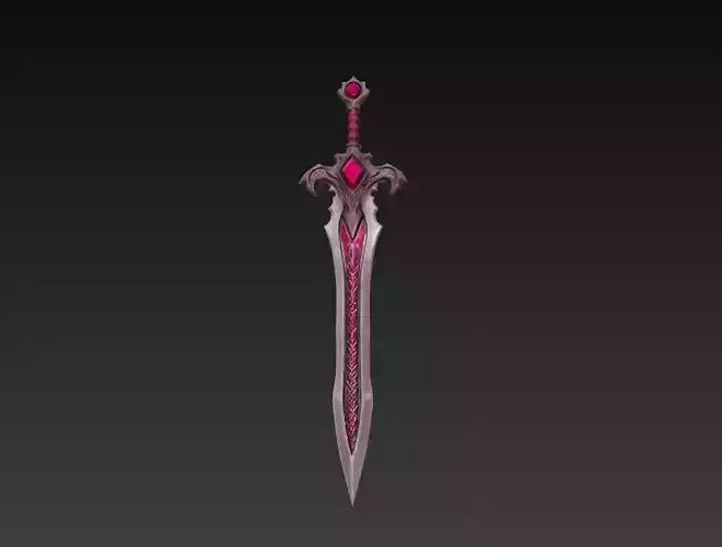 Crimson Wraith Fantasy Sword - Low Poly 3D Weapon Low-poly 3D model