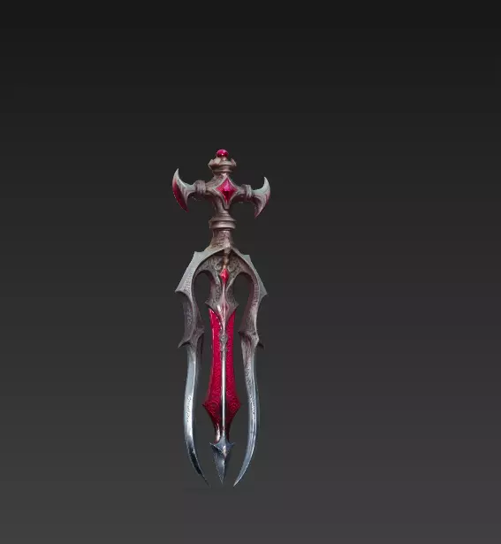 Bloodfang Twinblade Sword - Low Poly 3D Weapon Low-poly 3D model_0