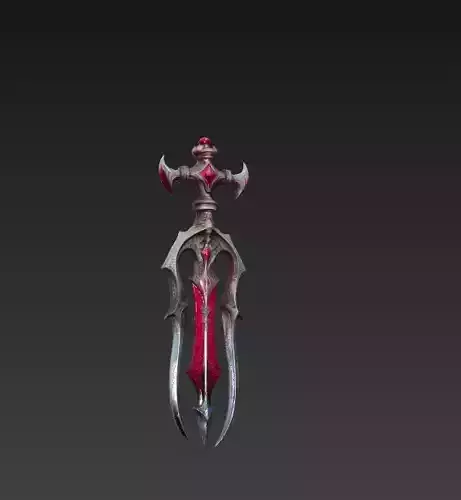 Bloodfang Twinblade Sword - Low Poly 3D Weapon Low-poly 3D model