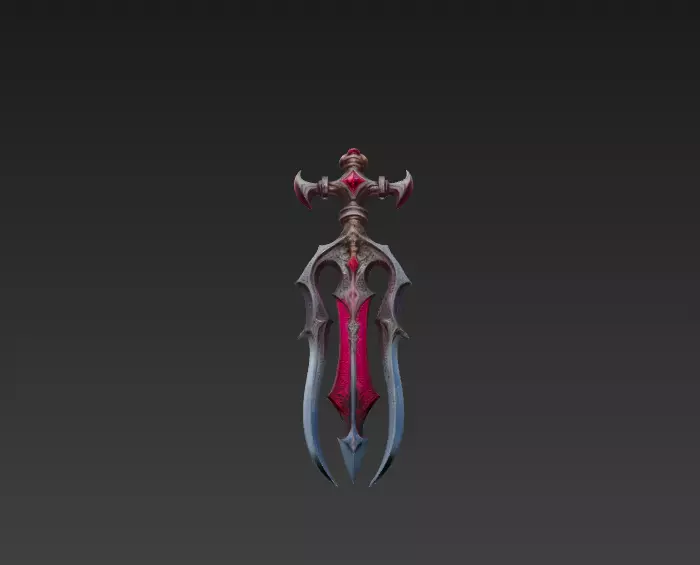 Bloodfang Twinblade Sword - Low Poly 3D Weapon Low-poly 3D model_3