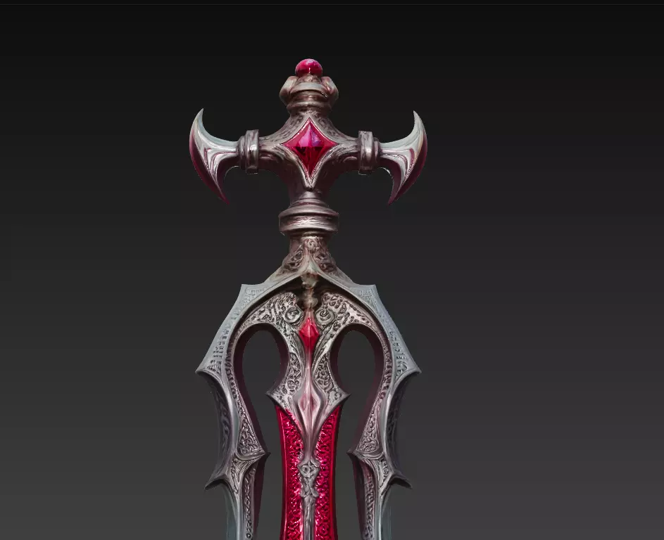 Bloodfang Twinblade Sword - Low Poly 3D Weapon Low-poly 3D model_4