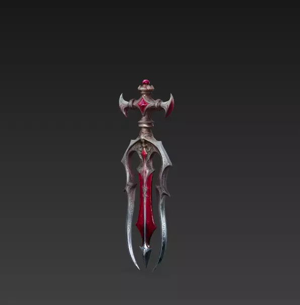 Bloodfang Twinblade Sword - Low Poly 3D Weapon Low-poly 3D model_2