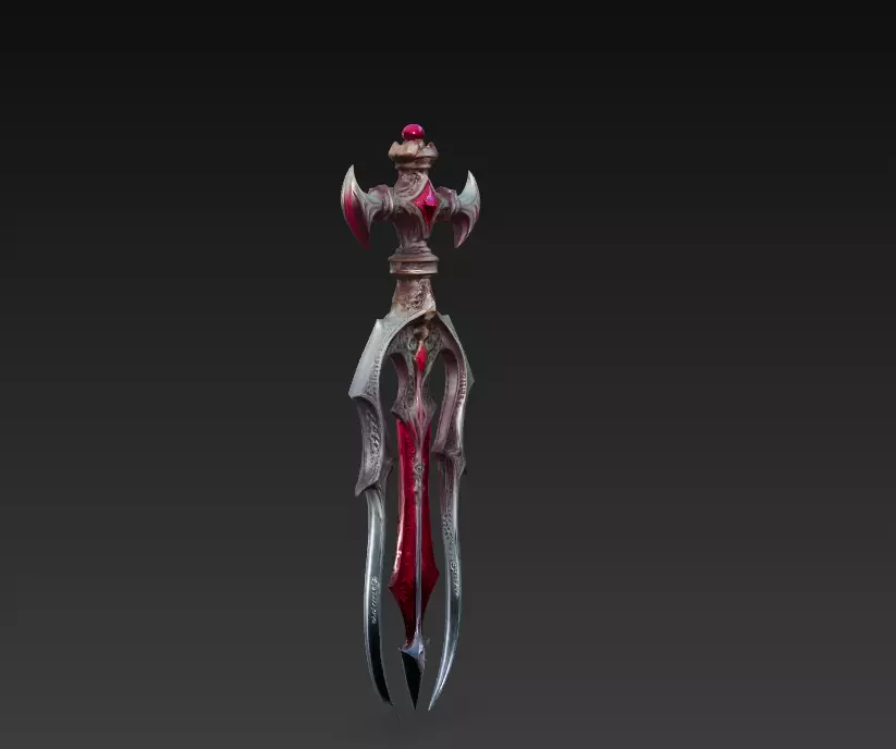 Bloodfang Twinblade Sword - Low Poly 3D Weapon Low-poly 3D model_8