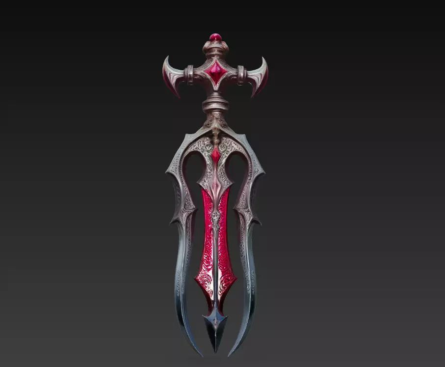 Bloodfang Twinblade Sword - Low Poly 3D Weapon Low-poly 3D model_6