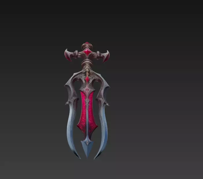 Bloodfang Twinblade Sword - Low Poly 3D Weapon Low-poly 3D model_5
