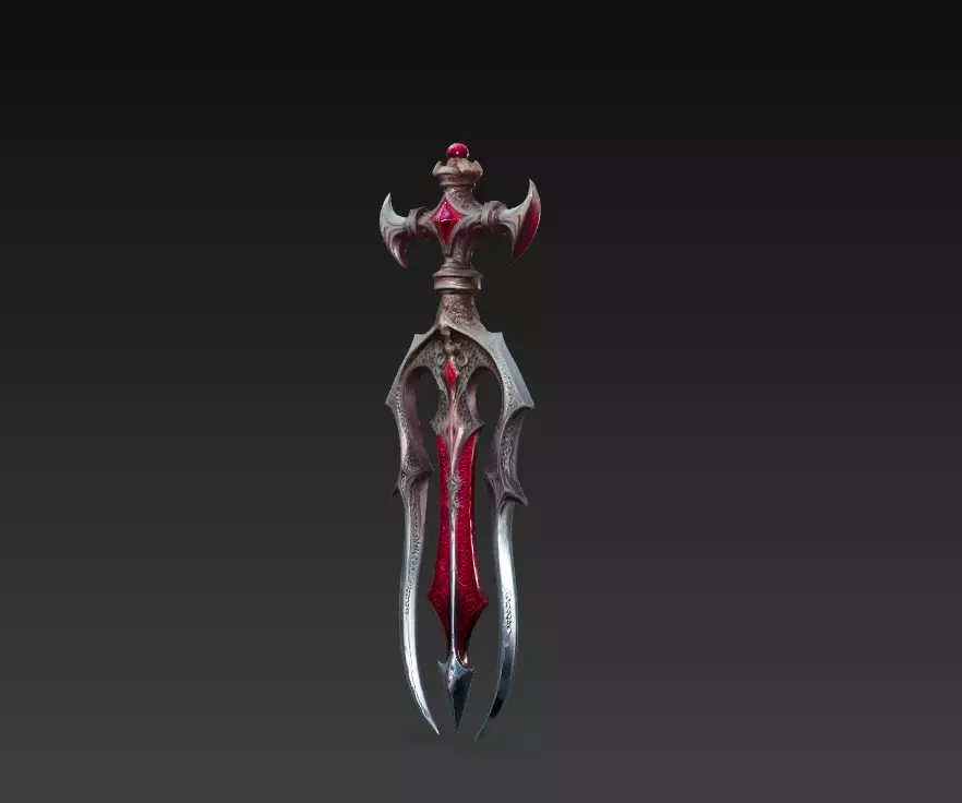 Bloodfang Twinblade Sword - Low Poly 3D Weapon Low-poly 3D model_7