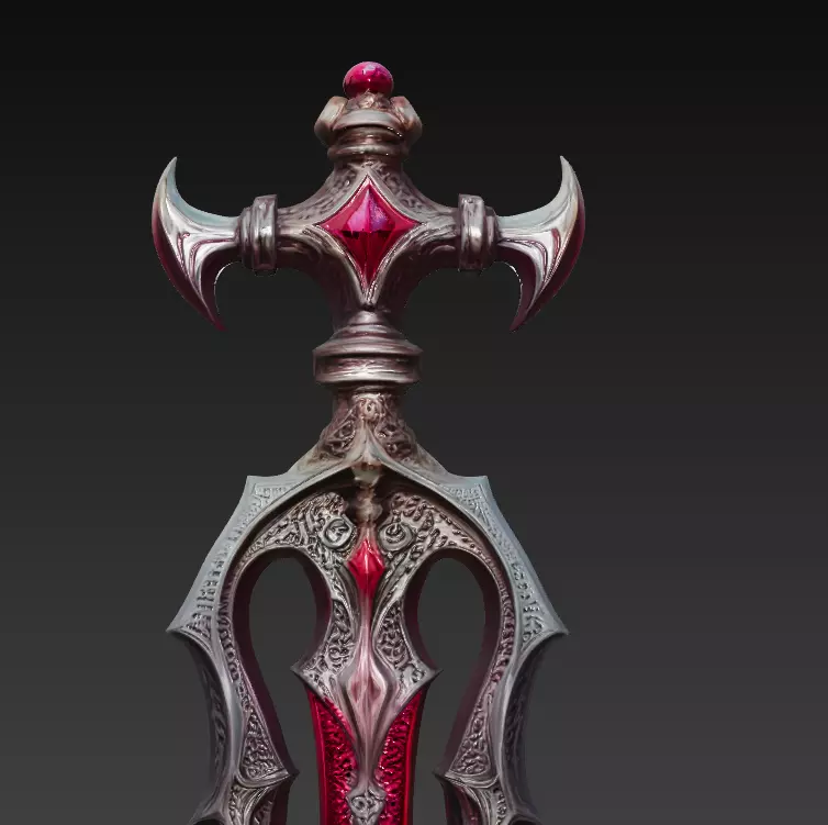 Bloodfang Twinblade Sword - Low Poly 3D Weapon Low-poly 3D model_1