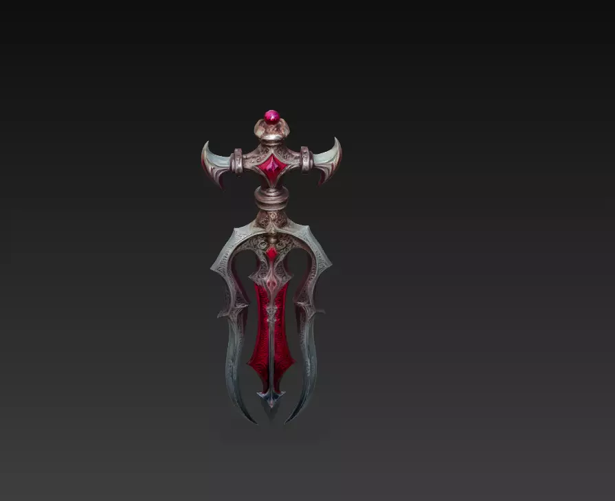 Bloodfang Twinblade Sword - Low Poly 3D Weapon Low-poly 3D model_9