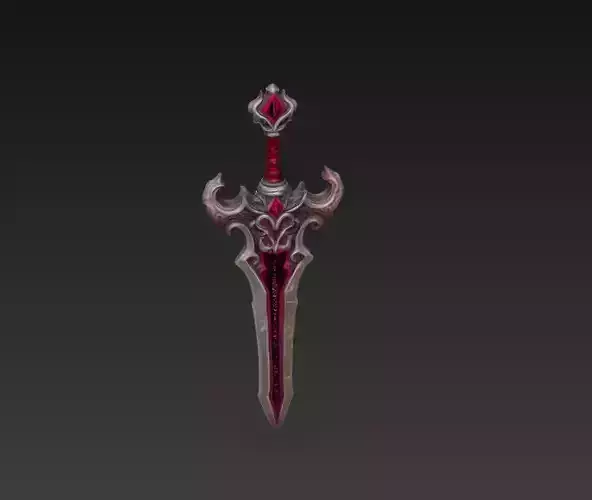 Crimson Rune Fantasy Sword - Low Poly 3D Weapon Low-poly 3D model