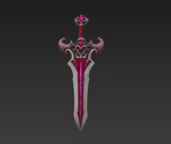 Crimson Rune Fantasy Sword - Low Poly 3D Weapon Low-poly 3D model_4