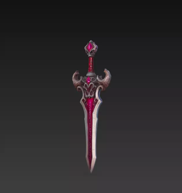 Crimson Rune Fantasy Sword - Low Poly 3D Weapon Low-poly 3D model_2