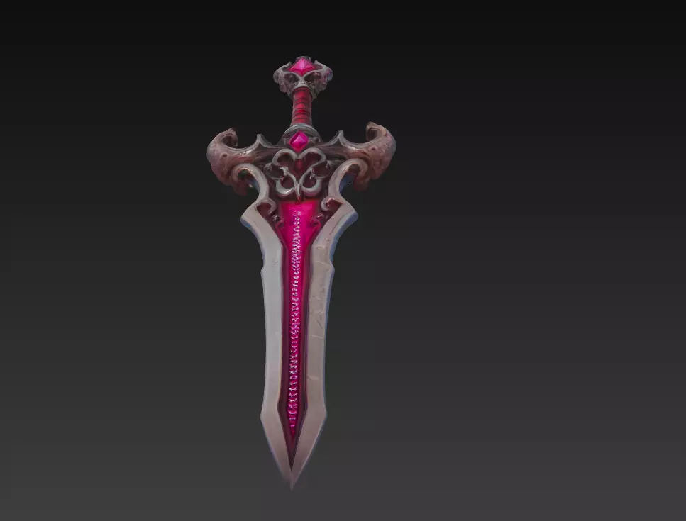 Crimson Rune Fantasy Sword - Low Poly 3D Weapon Low-poly 3D model_8