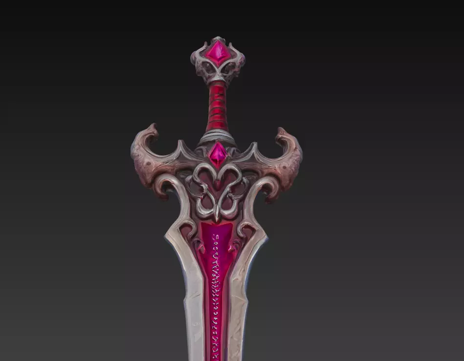 Crimson Rune Fantasy Sword - Low Poly 3D Weapon Low-poly 3D model_7