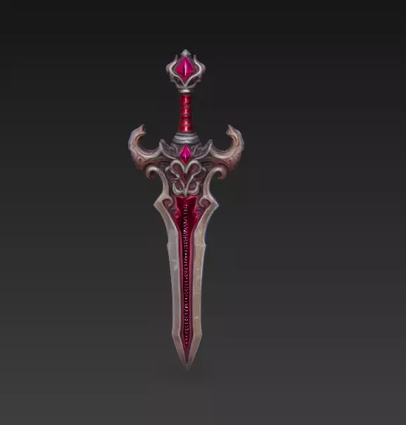 Crimson Rune Fantasy Sword - Low Poly 3D Weapon Low-poly 3D model_1