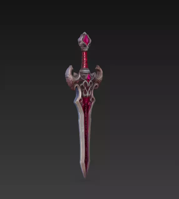 Crimson Rune Fantasy Sword - Low Poly 3D Weapon Low-poly 3D model_3