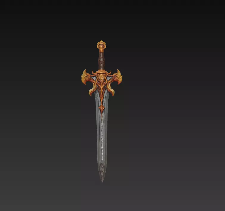Infernal Guard Fantasy Sword - Low Poly 3D Weapon Low-poly 3D model_0