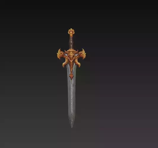 Infernal Guard Fantasy Sword - Low Poly 3D Weapon