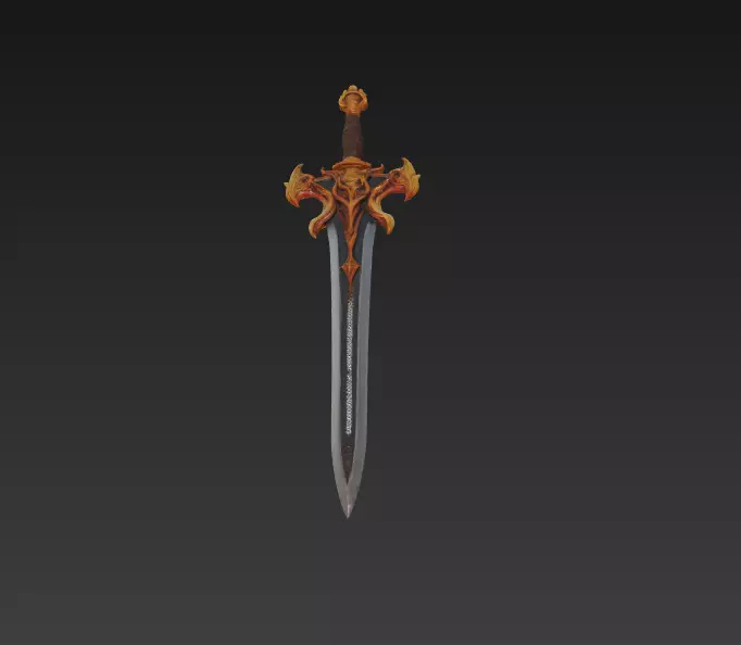 Infernal Guard Fantasy Sword - Low Poly 3D Weapon Low-poly 3D model_3