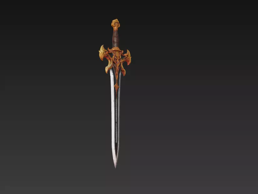 Infernal Guard Fantasy Sword - Low Poly 3D Weapon Low-poly 3D model_2