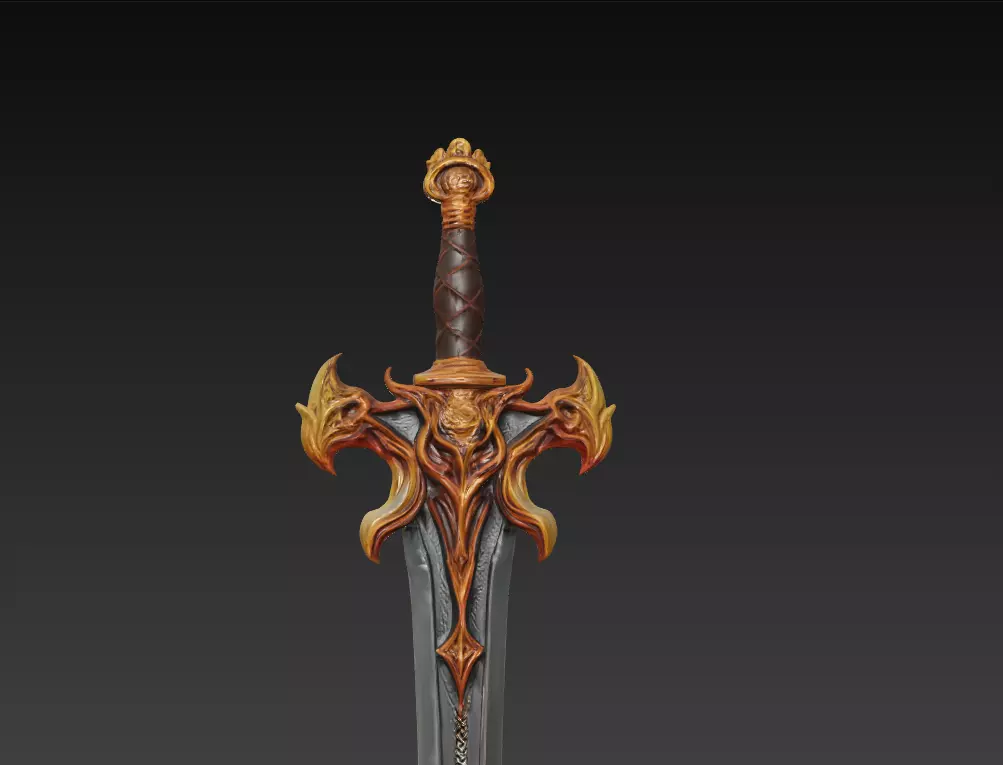 Infernal Guard Fantasy Sword - Low Poly 3D Weapon Low-poly 3D model_4