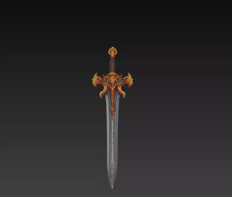 Infernal Guard Fantasy Sword - Low Poly 3D Weapon Low-poly 3D model_8