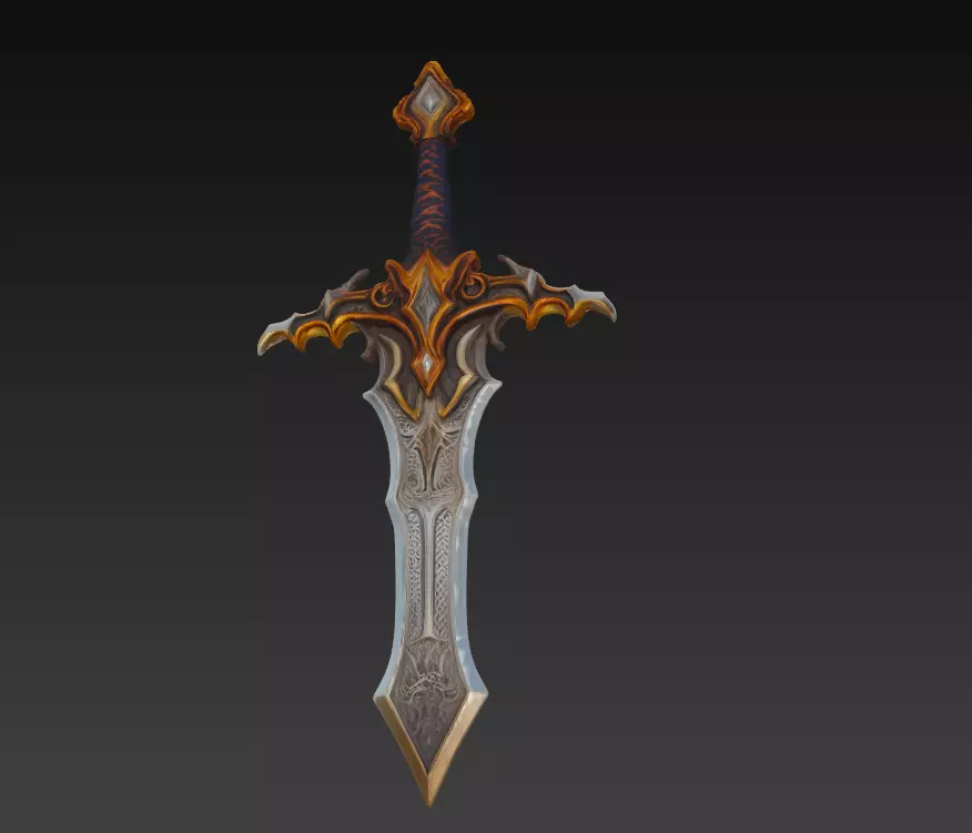 Emberfang Fantasy Sword - Low Poly Stylized 3D Weapon Low-poly 3D model_0