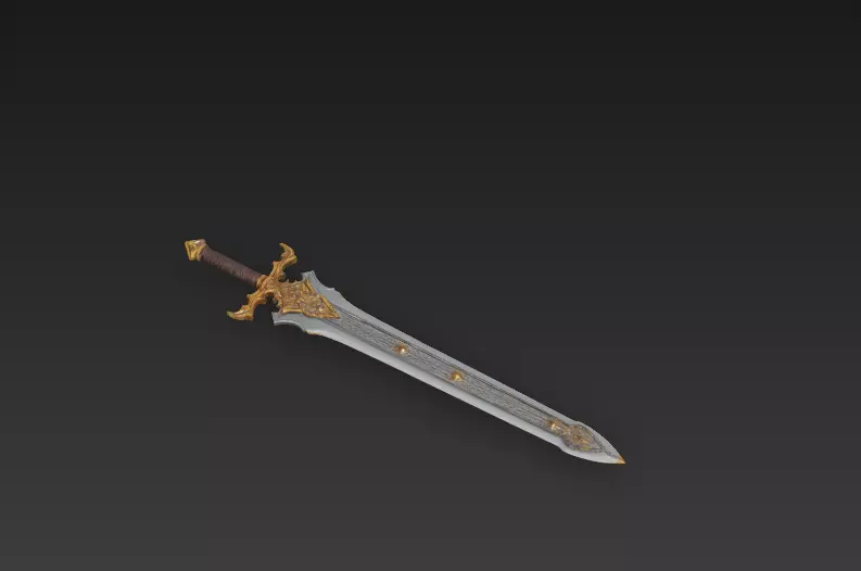 Royal Longblade Fantasy Sword - Low Poly 3D Weapon Low-poly 3D model_0