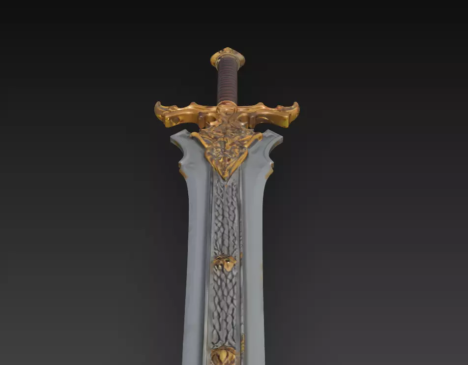 Royal Longblade Fantasy Sword - Low Poly 3D Weapon Low-poly 3D model_4