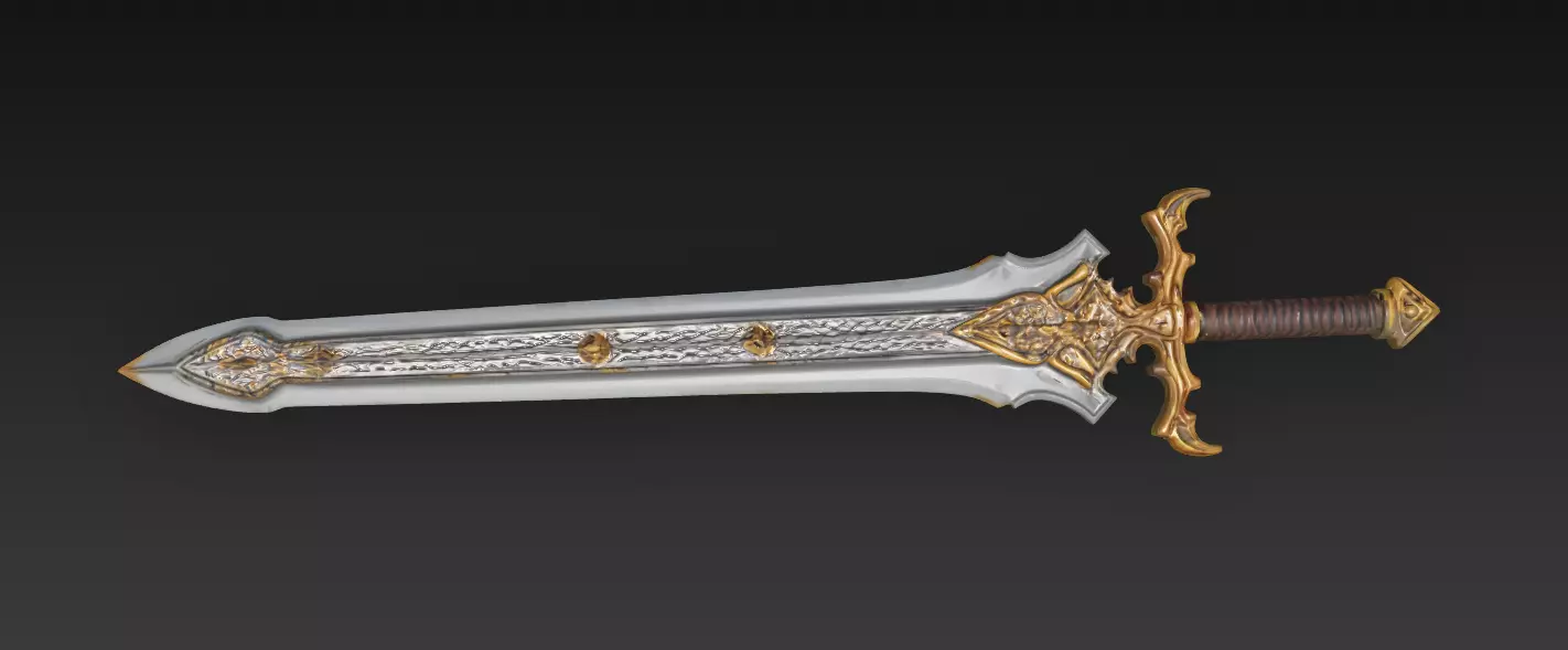 Royal Longblade Fantasy Sword - Low Poly 3D Weapon Low-poly 3D model_6