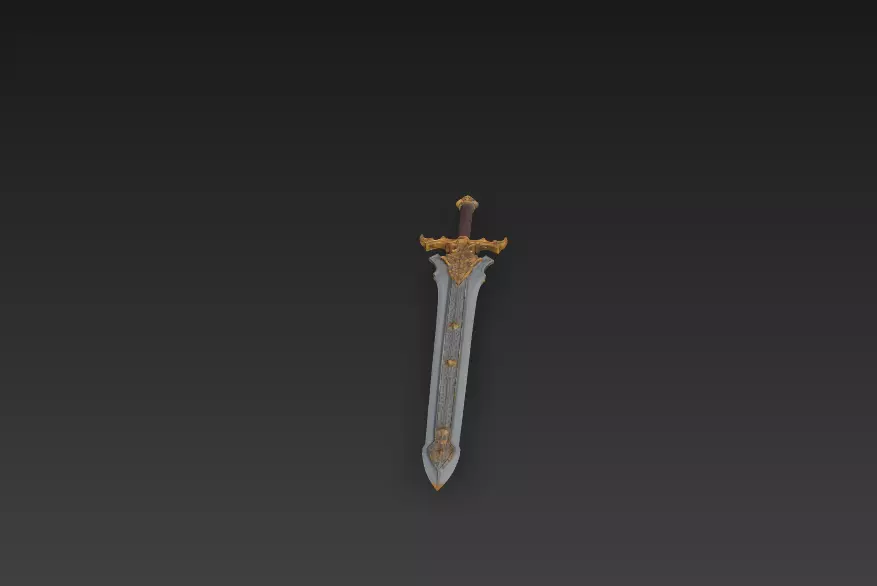 Royal Longblade Fantasy Sword - Low Poly 3D Weapon Low-poly 3D model_1