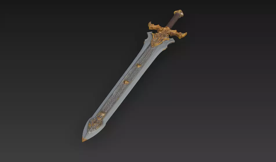 Royal Longblade Fantasy Sword - Low Poly 3D Weapon Low-poly 3D model_8