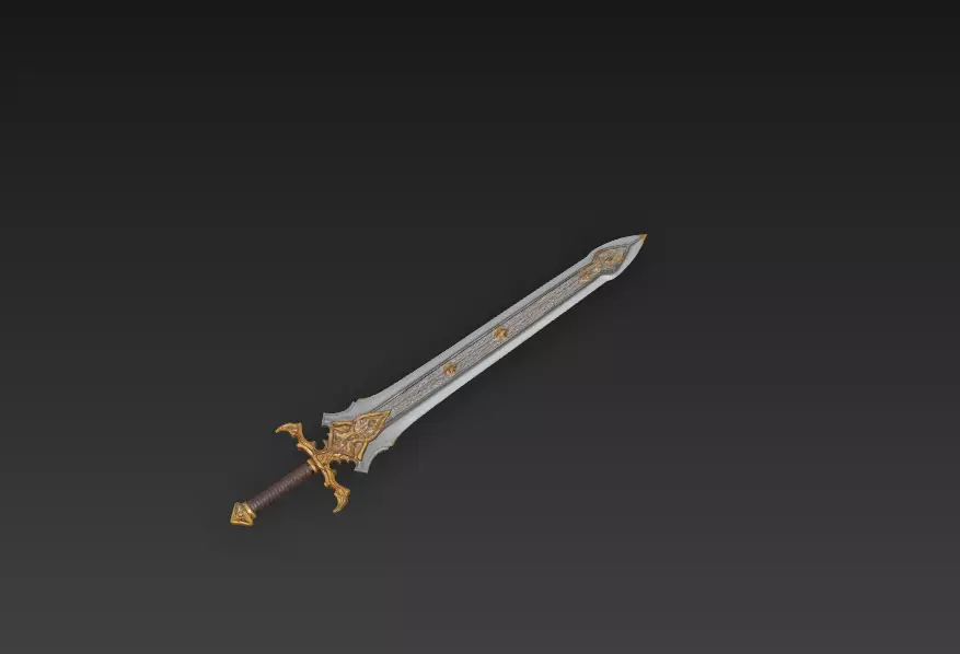 Royal Longblade Fantasy Sword - Low Poly 3D Weapon Low-poly 3D model_5