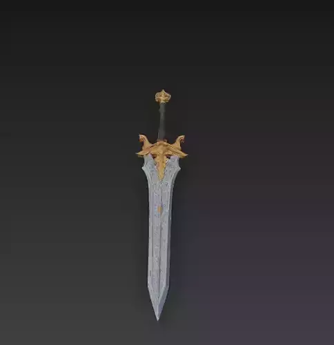 Golden Ornate Fantasy Sword - Low Poly Stylized 3D Weapon Low-poly 3D model