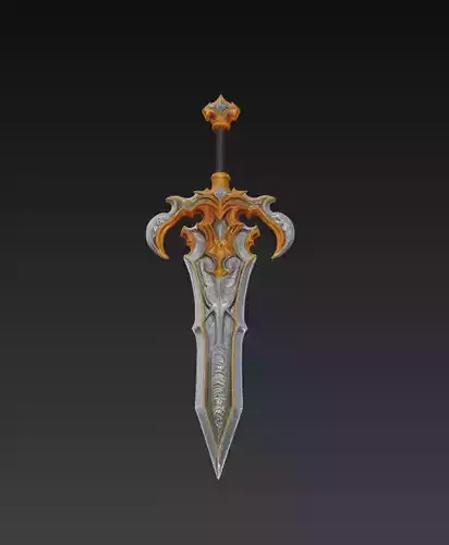 Regal Ornate Fantasy Sword - Low Poly Stylized 3D Weapon Low-poly 3D model