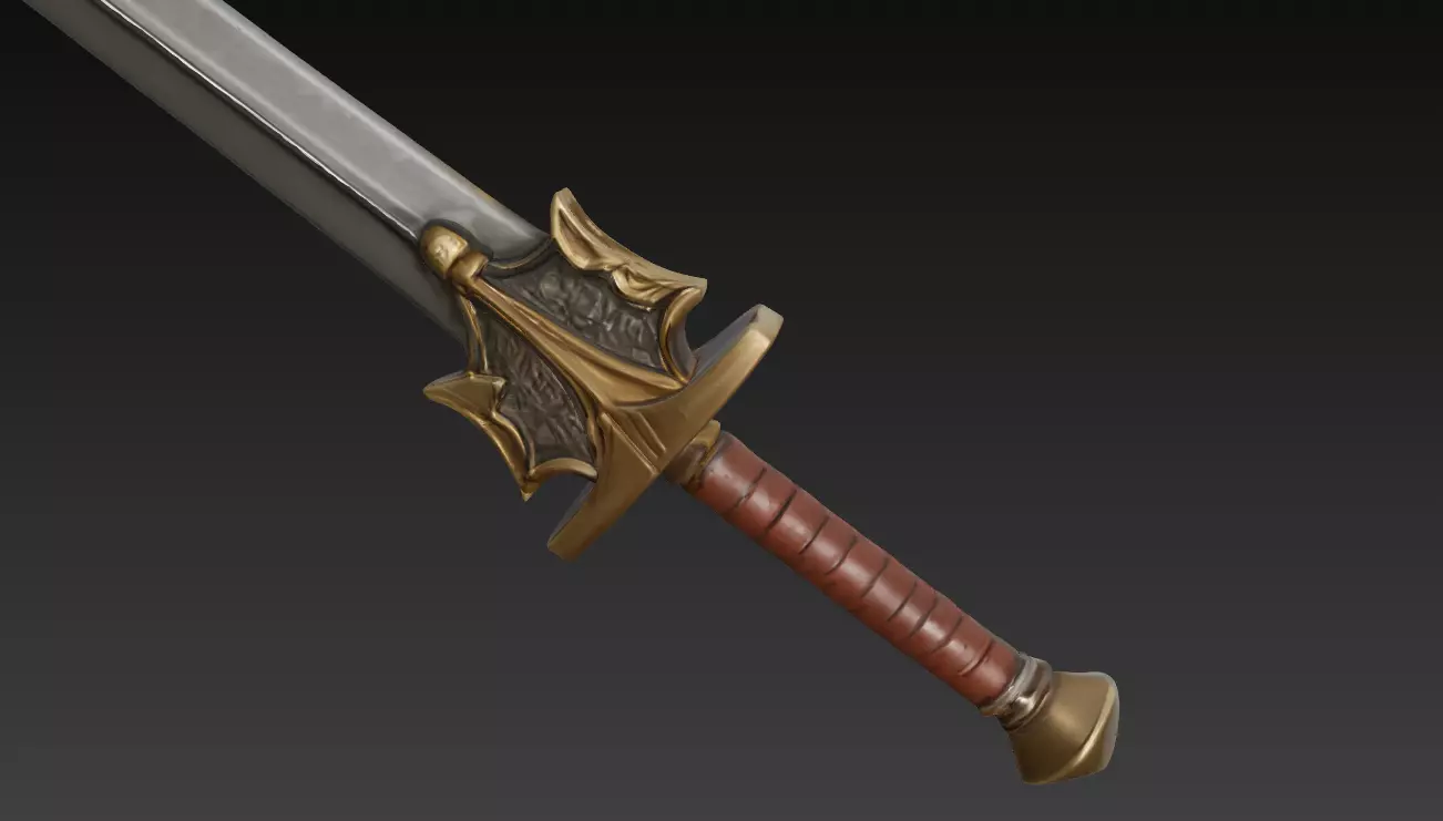 Epic Fantasy Sword Game Ready - 3D Print Friendly Low-poly 3D model_4