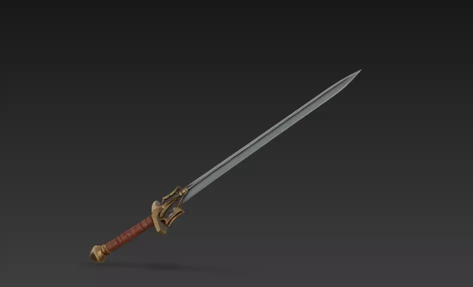Epic Fantasy Sword Game Ready - 3D Print Friendly Low-poly 3D model_1
