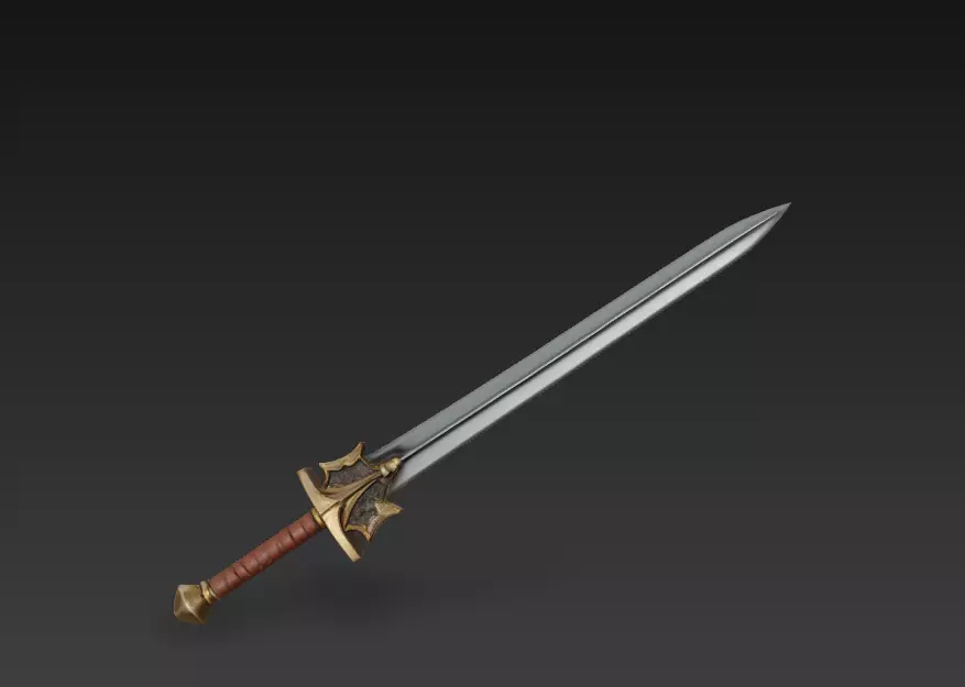 Epic Fantasy Sword Game Ready - 3D Print Friendly Low-poly 3D model_0