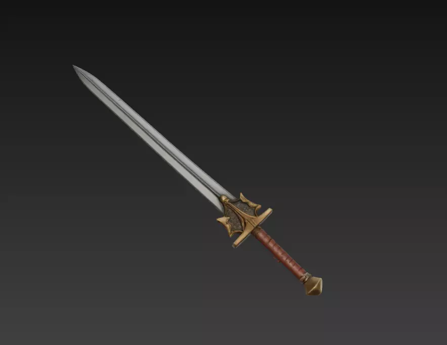 Epic Fantasy Sword Game Ready - 3D Print Friendly Low-poly 3D model_3