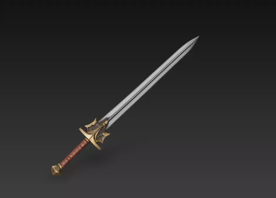 Epic Fantasy Sword Game Ready - 3D Print Friendly Low-poly 3D model_2