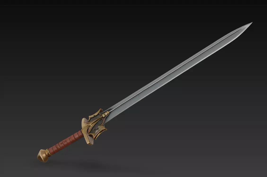 Epic Fantasy Sword Game Ready - 3D Print Friendly Low-poly 3D model_7
